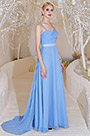 Blau Abendkleid Spaghett V-Schnitt Brautjungfer -