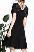 New Black Round Neckline Short Sleeves Elegant Dress