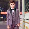 New Notch Lapel 5 Pieces Ticket Pocket Boys Suit