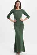 Grüne Volle Spitze Ärmel Mutter der Braut Kleid