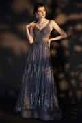 Shiny V-Cut Spaghetti Straps Beads Party Prom Gown