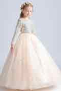 Beige Perlen&Pailletten Hochzeit Blumenmädchen Kleid