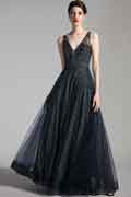 NEW Navy Blue Straps Shiny Beads Party Prom Gown