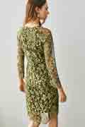 Green Round Long Sleeves Lace Appliques Party Dress / Day Wear