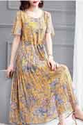 Yellow Floral Bohemian Summer Party Maxi Holiday Dress