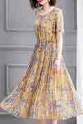 Yellow Floral Bohemian Summer Party Maxi Holiday Dress