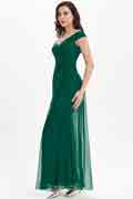 Off Shoulder Dark Green Evening Gown Bridesmaid Dress