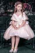 Light Pink A-line Cap Sleeve Flower Girl Dress