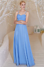 Blau Abendkleid Spaghett V-Schnitt Brautjungfer -