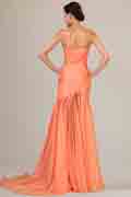 Best Selling Orange Chiffon Ruched bodice Evening Dress