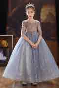A-line Round Long Sleeves Tulle Flower Girl Dresses