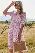 Women Summer Beach Dress Floral Print Holiday Maxi Dress