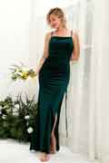 Mermaid Velvet Spaghetti Straps Sleeveless Floor-Length Bridesmaid Dress for Wedding Party