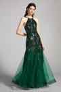 Green Halter Shiny Sequins Tulle Party Evening Dress