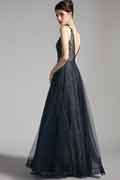 NEW Navy Blue Straps Shiny Beads Party Prom Gown