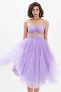 Lovely Purple Corset Polyester Bone Tulle Party Dress