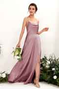 A-Line Satin Scoop Neck Sleeveless Floor-Length Bridesmaid Dress for Wedding Party