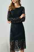 Black Round Neckline Delicate Lace Day/ Party Dress