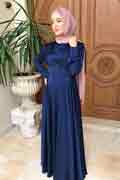 New Women Summer Plain Glossy Satin Long Sleeve Ruffled Button Dress