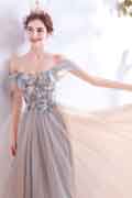 Sexy Gradient Off Shoulder Long Party Formal Gown