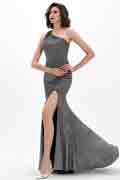 Sexy Shiny Sequins One Shoulder High Slit Evening Dress