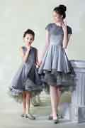 New Mommy and Me Shiny Grey Tulle Princess Dress