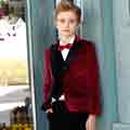 Boys Burgundy Suit 5 Pieces Solid Classic Fit Suits