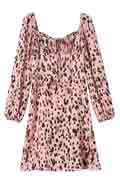 New Long Sleeves Leopard Mini Dress Summer Chiffon Dress