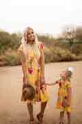 New Mommy and Me Boho Yellow Floral Summer Holiday Dress