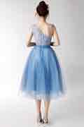 New Mother and Daughter Cocktail Dress Blue Tulle Skirt