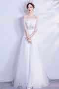Sexy OFF Shoulder Sleeves White Tulle Wedding Dress