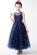 New Mommy and Me Matching Long Dress Tulle Navy Blue