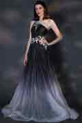 Shiny One Shoulder Gradient Grey Party Prom Dress