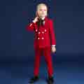 New Red 4-Piece 2-Button Notch Collar Suit Boy's Suit