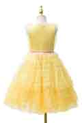 Yellow Sleeveless Flower Girl Dress with Lace Appliques