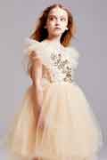 High Quality Heart Lace and Tulle Flower Girl Gown
