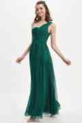 Green One Shoulder Chiffon Wedding Bridesmaid Dresses