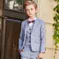 Boys Suit Classic 2 Button Plaid 5 Pieces Fit Suits