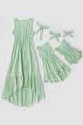Mommy and Me Summer Sleeveless Matching Maxi Dresses Outfit with Headb