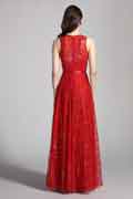 Red Round Neck Sequins Lace Ball Evening Dress