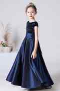 A-Linie Runden Ärmellos Satin Blumenkinder Kleider