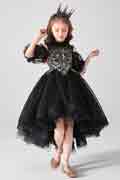 New Black High Collar Short Sleeves Flower Girl Dress