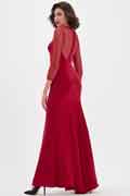 Rot Schatz Mieder Langarm Prom Partykleid