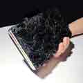 Women's Black Elegant Floral Lace Evening Clutch