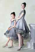 New Mommy and Me Shiny Grey Tulle Princess Dress