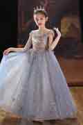 A-line Round Long Sleeves Tulle Flower Girl Dresses