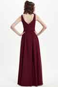 Chiffon Brautjungfernkleid mit V-Ausschnitt, ärmellos und bodenlang für Hochzeiten