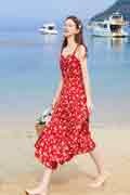 New Floral Print Summer Beach Dress Chiffon Party Gown