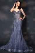 Вечернее платье Русалка с V-вырезом и бисером