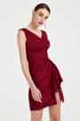 Robe de Cocktail Bordeaux à V Col